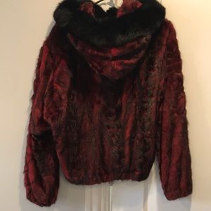 Hooded 100%Mink  with 100%black fox around hood